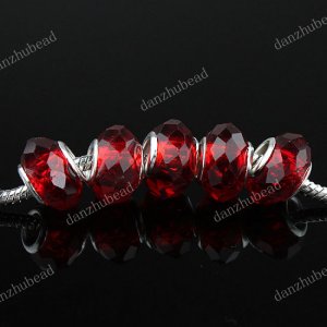 100X WHOLESALE RED FACETED CRYSTAL GLASS CHARM BEADS