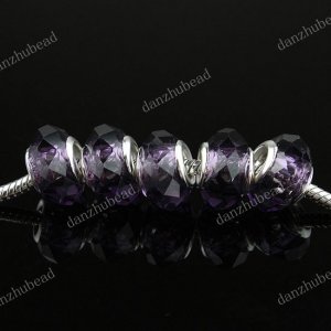 100X WHOLESALE LIGHT PURPLE FACETED CRYSTAL GLASS CHARM