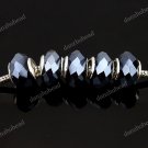 100X WHOLESALE BLACK FACETED CRYSTAL GLASS CHARM BEADS