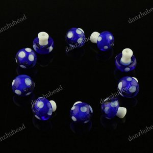 50X DEEP BLUE MUSHROOM LAMPWORK GLASS SPACER LOOSE BEADS FINDINGS WHOLESALE