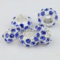 20X WHOLESALE SAPPHIRE CRYSTAL SILVER BIG HOLE BEADS