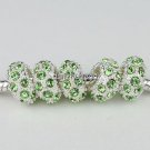 20X WHOLESALE LIGHT GREEN CRYSTAL SILVER BIG HOLE BEADS