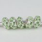 20X WHOLESALE LIGHT GREEN CRYSTAL SILVER BIG HOLE BEADS