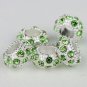 20X WHOLESALE LIGHT GREEN CRYSTAL SILVER BIG HOLE BEADS