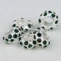 20X WHOLESALE DEEP GREEN CRYSTAL SILVER BIG HOLE BEADS