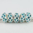 20X WHOLESALE ROYAL BLUE CRYSTAL SILVER BIG HOLE BEADS