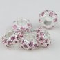 20X WHOLESALE PINK CRYSTAL SILVER BIG HOLE CHARM BEADS