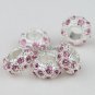 20X WHOLESALE PINK CRYSTAL SILVER BIG HOLE CHARM BEADS
