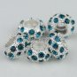 20X WHOLESALE PEACOCK BLUE CRYSTAL SILVER BIG HOLE BEAD