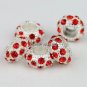 20X WHOLESALE RED CRYSTAL SILVER BIG HOLE CHARM BEADS