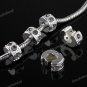 5X GRAY CRYSTAL EUROPEAN SILVER STOPPER CLIP BEADS