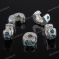5X PEACOCK BLUE CRYSTAL EUROPEAN STOPPER CLIP BEADS