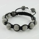 ADJUSTABLE MACRAME CLEAR CRYSTAL DISCO ROUND BALL FASHIONABLE EUROPEAN BRACELET