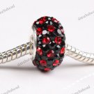 BLACK & RED SWAROVSKI CRYSTAL 925 STERLING SILVER EUROPEAN CHARM BEAD