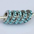 20PCS OCEAN BLUE CRYSTAL 5MM HOLE EUROPEAN CHARM BEADS FINDINGS