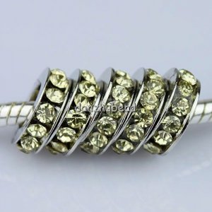 20PCS LIGHT YELLOW CRYSTAL 5MM HOLE EUROPEAN CHARM BEADS FINDINGS