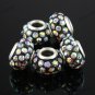 10X CLEAR AB CRYSTAL RESIN EUROPEAN BIG HOLE CHARM BEADS FINDINGS