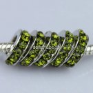 20PCS OLIVE CRYSTAL 5MM HOLE EUROPEAN CHARM BEADS FINDINGS