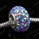925 SILVER LIGHT BLUE SWAROVSKI CRYSTAL EUROPEAN BEAD