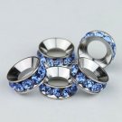 20X WHOLESALE LIGHT BLUE CRYSTAL EUROPEAN BIG HOLE CHARM BEADS FINDINGS