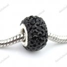 BLACK SWAROVSKI CRYSTAL TRUE SILVER EUROPEAN CHARM BEAD