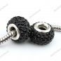 BLACK SWAROVSKI CRYSTAL TRUE SILVER EUROPEAN CHARM BEAD