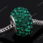 TRUE SILVER DEEP GREEN SWAROVSKI CRYSTAL EUROPEAN BEAD