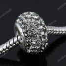 TRUE SILVER GRAY SWAROVSKI CRYSTAL EUROPEAN CHARM BEAD
