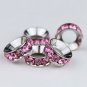 50X WHOLESALE LOTS PINK CRYSTAL EUROPEAN CHARM BEADS FINDINGS