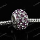 SWAROVSKI CRYSTAL TRUE 925 SILVER EUROPEAN CHARM BEAD CLEAR & DEEP PURPLE