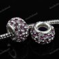 SWAROVSKI CRYSTAL TRUE 925 SILVER EUROPEAN CHARM BEAD CLEAR & DEEP PURPLE