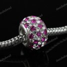 SWAROVSKI CRYSTAL TRUE 925 SILVER EUROPEAN CHARM BEAD CLEAR & MAGENTA