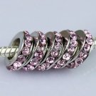 50PCS PINK CRYSTAL 5MM HOLE EUROPEAN CHARM BEADS FINDINGS WHOLESALE