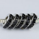 50PCS BLACK CRYSTAL 5MM HOLE EUROPEAN CHARM BEADS FINDINGS WHOLESALE