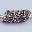 50PCS LIGHT PURPLE CRYSTAL 5MM HOLE EUROPEAN CHARM BEADS FINDINGS WHOLESALE