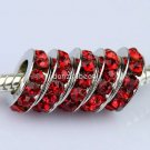 50PCS RED CRYSTAL 5MM HOLE EUROPEAN CHARM BEADS FINDINGS WHOLESALE