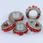 50PCS RED CRYSTAL 5MM HOLE EUROPEAN CHARM BEADS FINDINGS WHOLESALE