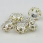 5X LIGHT YELLOW CRYSTAL SILVER SPACER CHARM BEADS 11MM