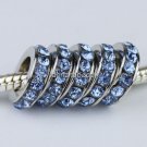 50PCS LIGHT BLUE CRYSTAL 5MM HOLE EUROPEAN CHARM BEADS FINDINGS WHOLESALE