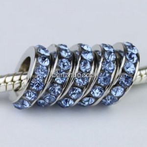 50PCS LIGHT BLUE CRYSTAL 5MM HOLE EUROPEAN CHARM BEADS FINDINGS WHOLESALE