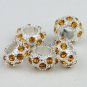 5X GOLDEN CRYSTAL SILVER SPACER BIG HOLE CHARM BEADS