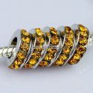 50PCS GOLDEN CRYSTAL 5MM HOLE EUROPEAN CHARM BEADS FINDINGS WHOLESALE