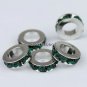 50PCS DEEP GREEN CRYSTAL 5MM HOLE EUROPEAN CHARM BEADS FINDINGS WHOLESALE