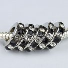 50PCS CLEAR & BLACK CRYSTAL 5MM HOLE EUROPEAN CHARM BEADS FINDINGS WHOLESALE