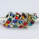 50PCS MULTICOLOR CRYSTAL 5MM HOLE EUROPEAN CHARM BEADS FINDINGS WHOLESALE