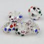 5X MULTICOLOR CRYSTAL SILVER SPACER CHARM BEADS 11MM