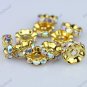 100X CLEAR AB CRYSTAL GOLD SPACER LOOSE BEADS FINDINGS WHOLESALE LOTS 10MM