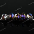 5X LIGHT PURPLE AB FACETED CRYSTAL GLASS BIG HOLE EUROPEAN BEADS FINDINGS