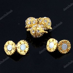 20X CLEAR CRYSTAL GOLDEN MAGNETIC ROUND BALL CLASP FINDINGS WHOLESALE 8MM