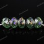 5X LIGHT GREEN AB FACETED CRYSTAL GLASS BIG HOLE EUROPEAN BEADS FINDINGS